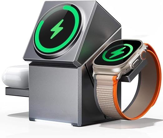 3-in-1 Magnetic Wireless Charging Station with Auto Rotation,23W Fast Charging