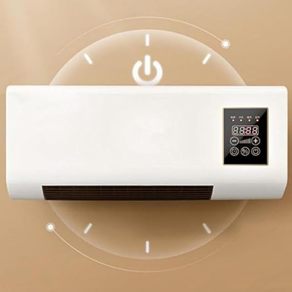 Mini AC Heater 1800W Wall Mounted | Electric Ceramic Fan Heater with Thermostat & Remote | Low Energy Quiet Room Heater for Bedroom, Office & Home | Fast Heating Wall Heater AC for Winter