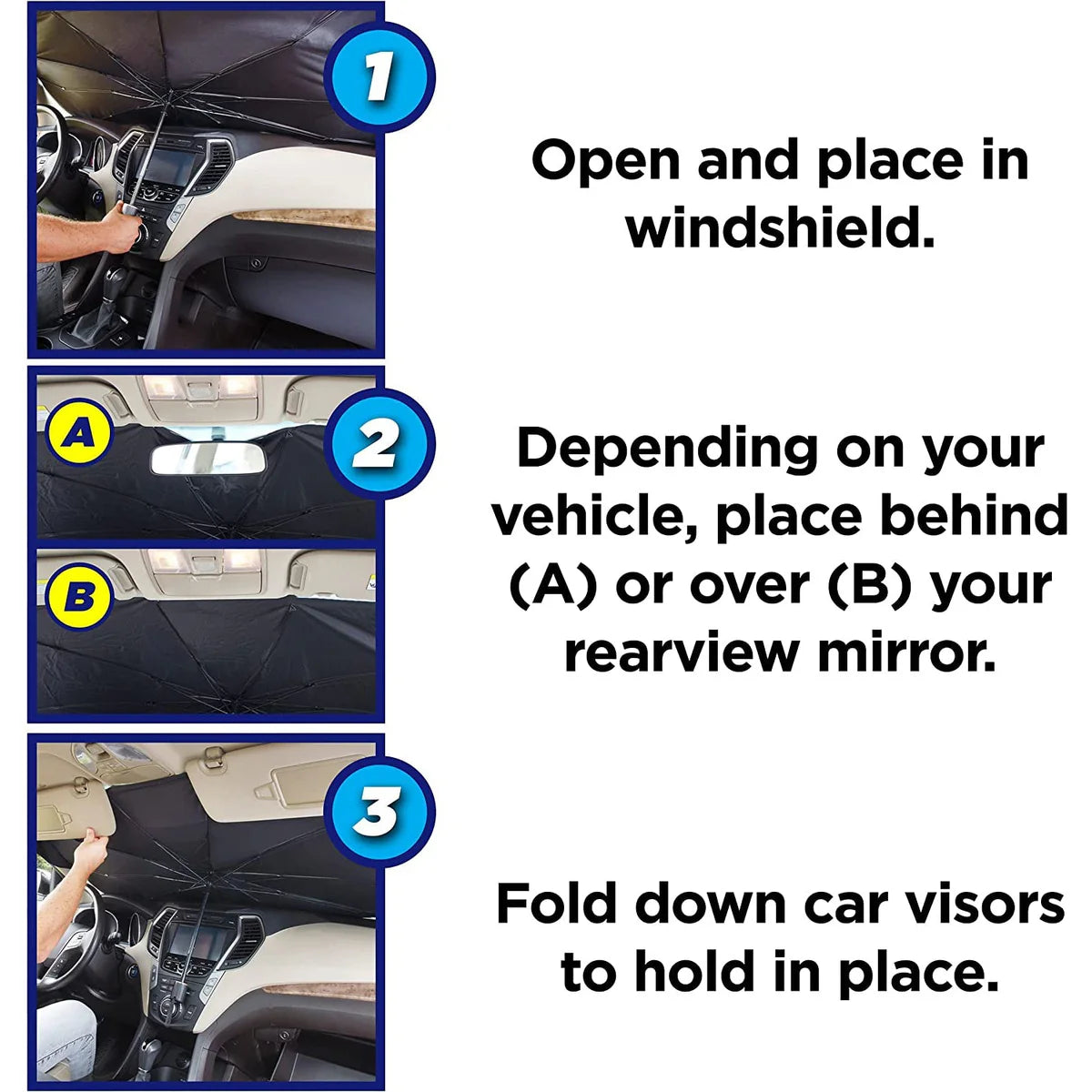 Foldable Car Windshield Sunshade for Heat & UV Protection – Compact Sun Blocker for Front Windshield (1 Pc)