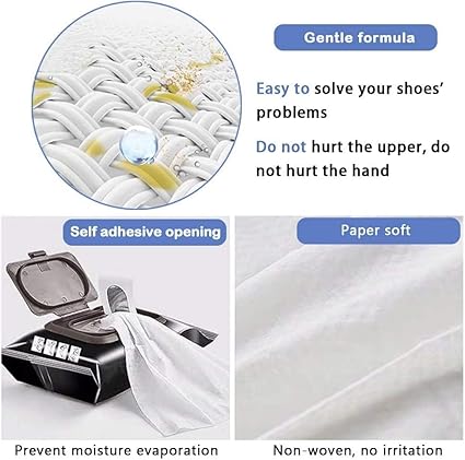 Quick Wipes for Shoes, Soft Foam-rich Wipes, Easy to Carry, Tough and Durable, Perfect Wiping Effect, Disposable Quickly Remove Dirt & Stains Shoe Cleaning Wipes for All Shoes