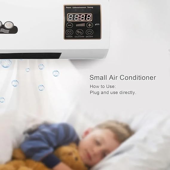 Mini AC Heater 1800W Wall Mounted | Electric Ceramic Fan Heater with Thermostat & Remote | Low Energy Quiet Room Heater for Bedroom, Office & Home | Fast Heating Wall Heater AC for Winter