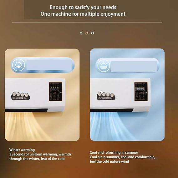 Mini AC Heater 1800W Wall Mounted | Electric Ceramic Fan Heater with Thermostat & Remote | Low Energy Quiet Room Heater for Bedroom, Office & Home | Fast Heating Wall Heater AC for Winter