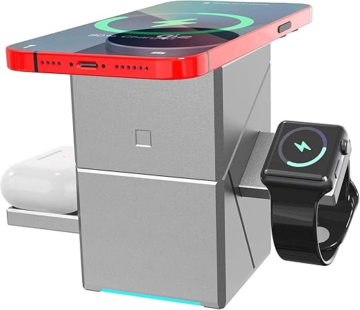 3-in-1 Magnetic Wireless Charging Station with Auto Rotation,23W Fast Charging