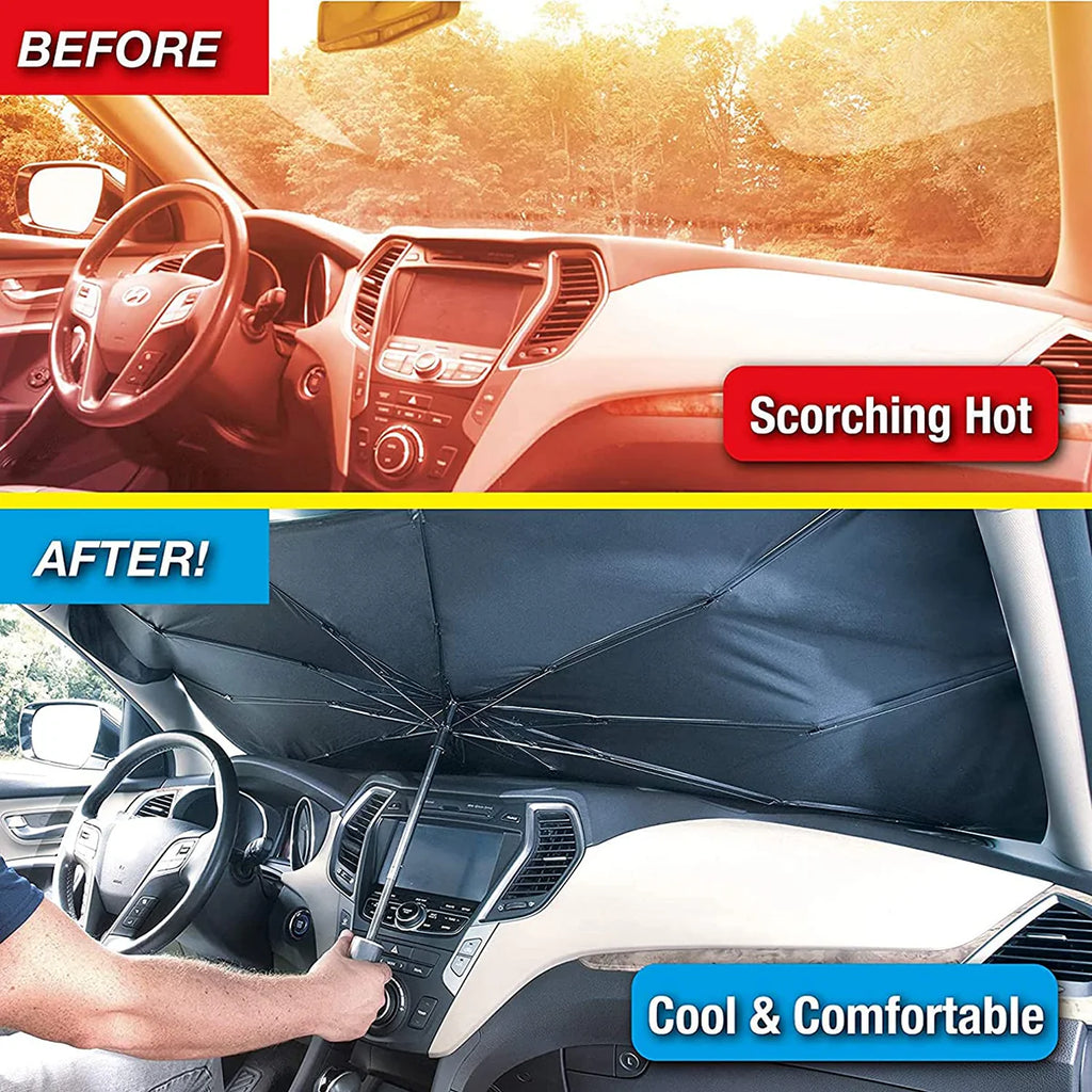 Foldable Car Windshield Sunshade for Heat & UV Protection – Compact Sun Blocker for Front Windshield (1 Pc)