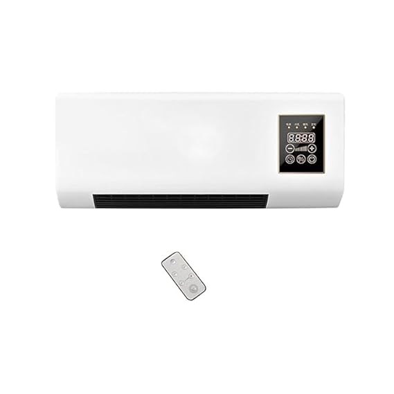 Mini AC Heater 1800W Wall Mounted | Electric Ceramic Fan Heater with Thermostat & Remote | Low Energy Quiet Room Heater for Bedroom, Office & Home | Fast Heating Wall Heater AC for Winter